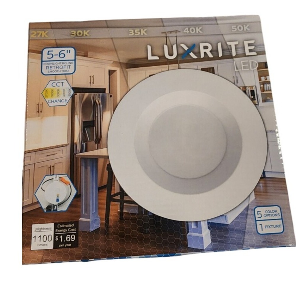 Luxrite LR23796 Downlight Round 5-6" 14W RETROFIT Smooth Trim, OK WET AREA - Picture 7 of 12